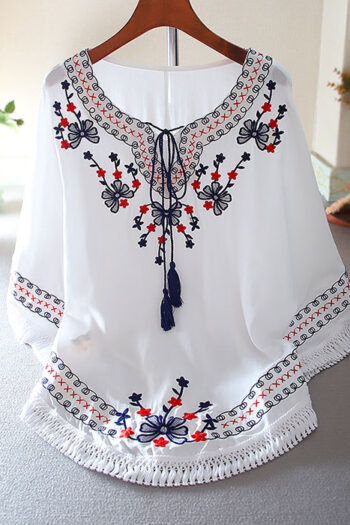 Bata Poncho Bordada Natura Vibes