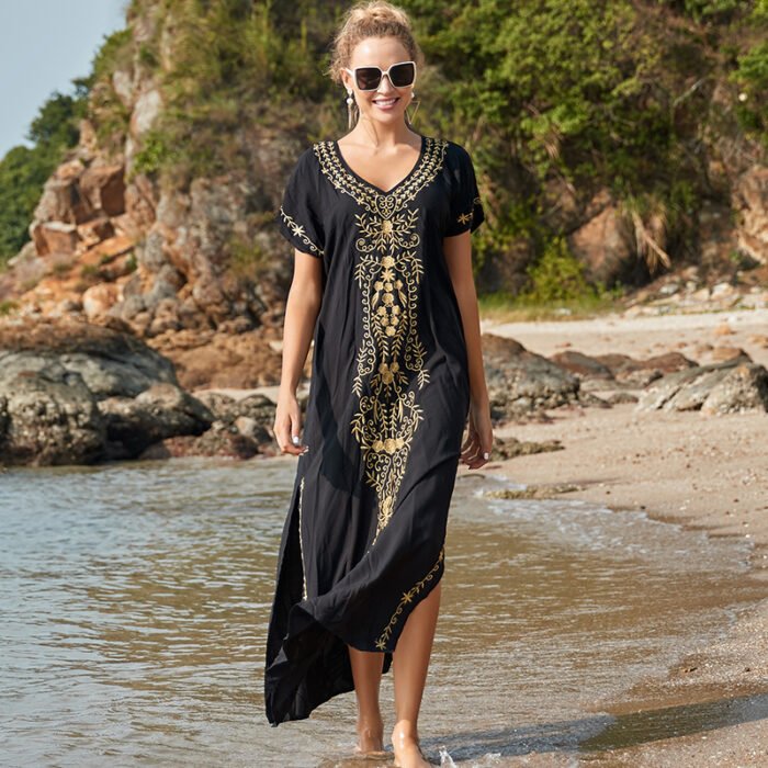 Vestido Saída de Praia Longa com Fenda nas Laterais