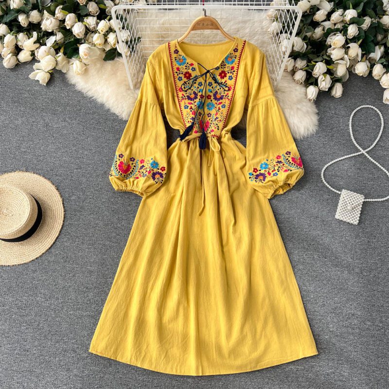 Vestido Longo Hippie Manga Longa 1