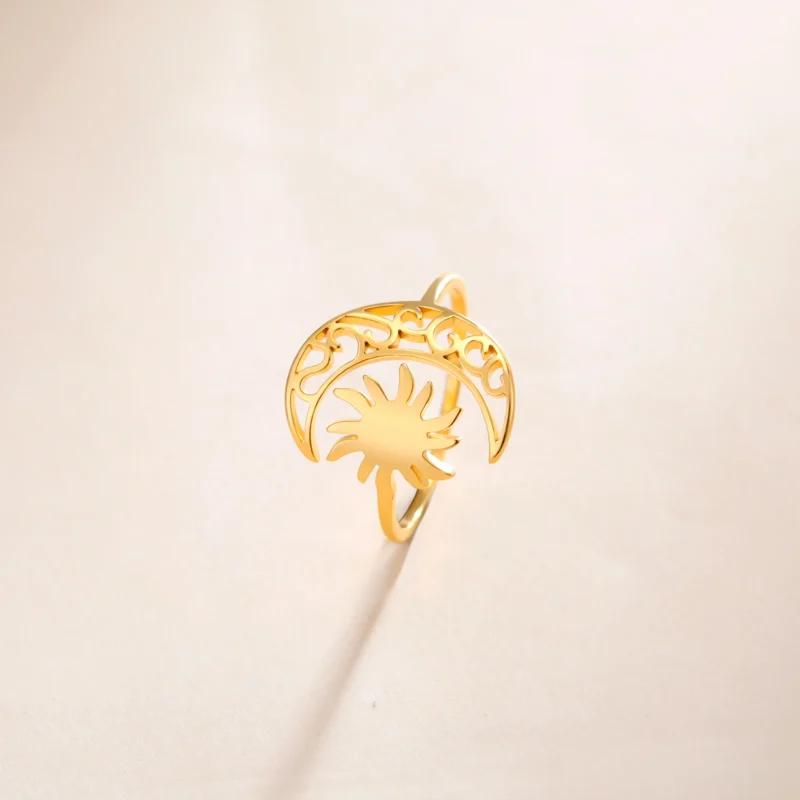 Anel Lua e Sol Aco Inox 5