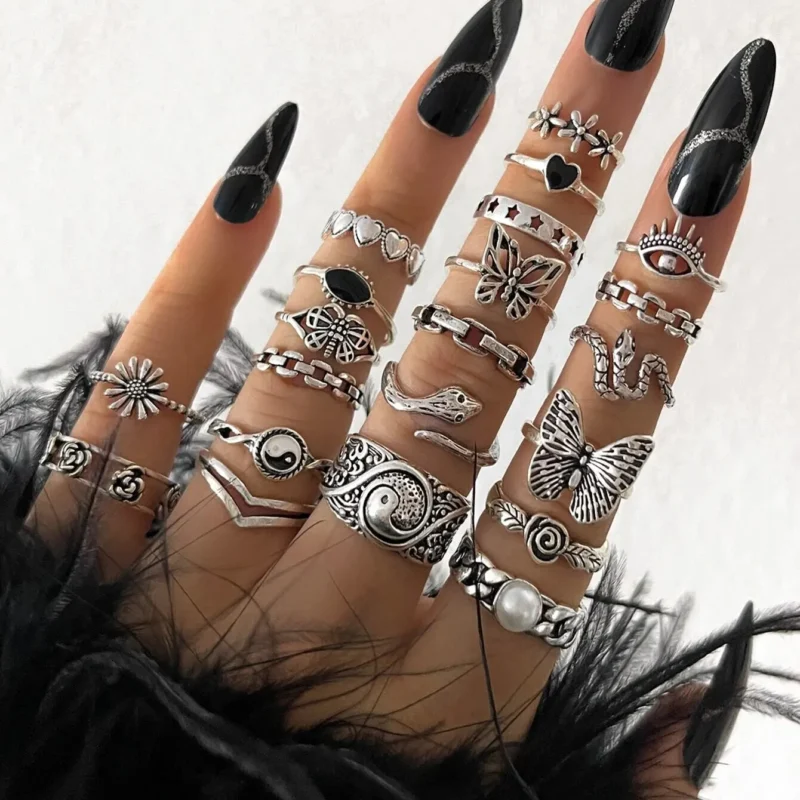 Conjunto de Anéis Boho Yin Yang (1)