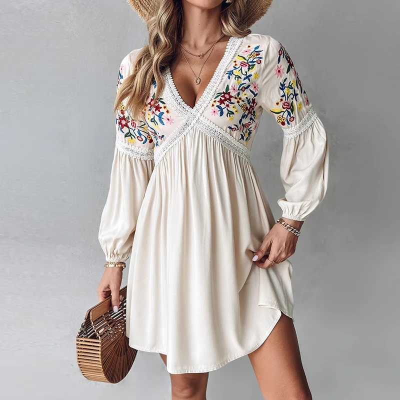 Vestido Curto Manga Longa Boho (2)