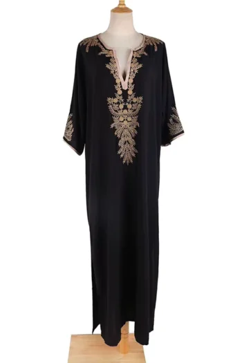 Kaftan Preto Bordado Dourado 2 Kaftan Preto Bordado Dourado 2