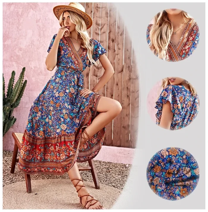 Vestido Longo Estampado Floral Amor Perfeito - Image 3