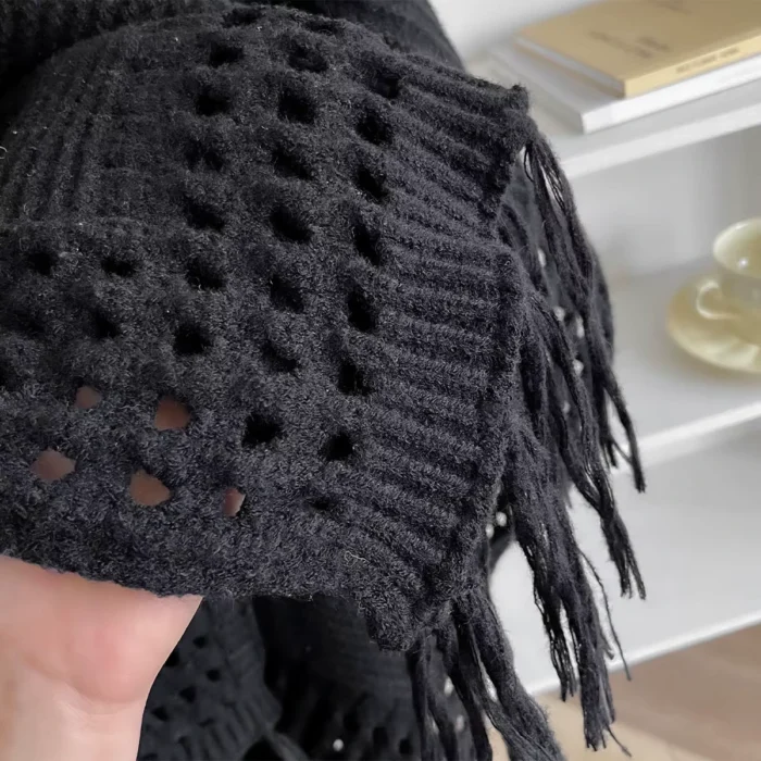Poncho Tricô Boho Franjas - Imagem 7