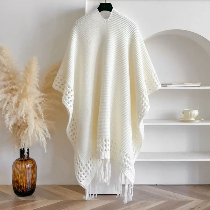 Poncho Tricô Boho Franjas - Imagem 4