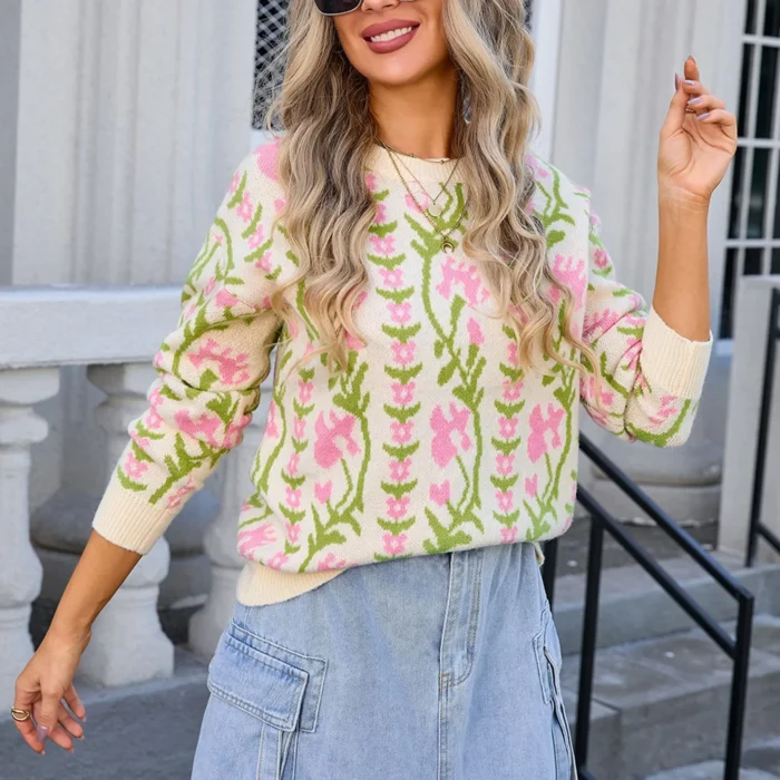 Suéter Boho Tricô Floral - Imagem 10