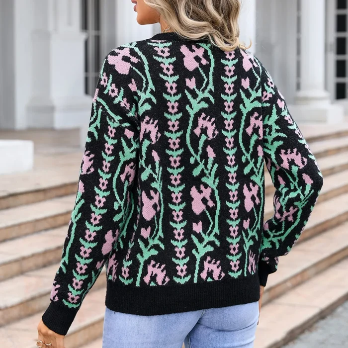 Suéter Boho Tricô Floral - Imagem 6