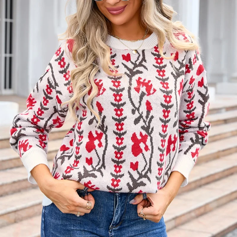 Suéter Boho Tricô Floral 8