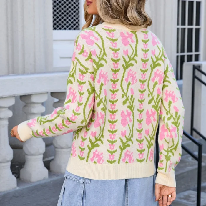 Suéter Boho Tricô Floral - Imagem 4