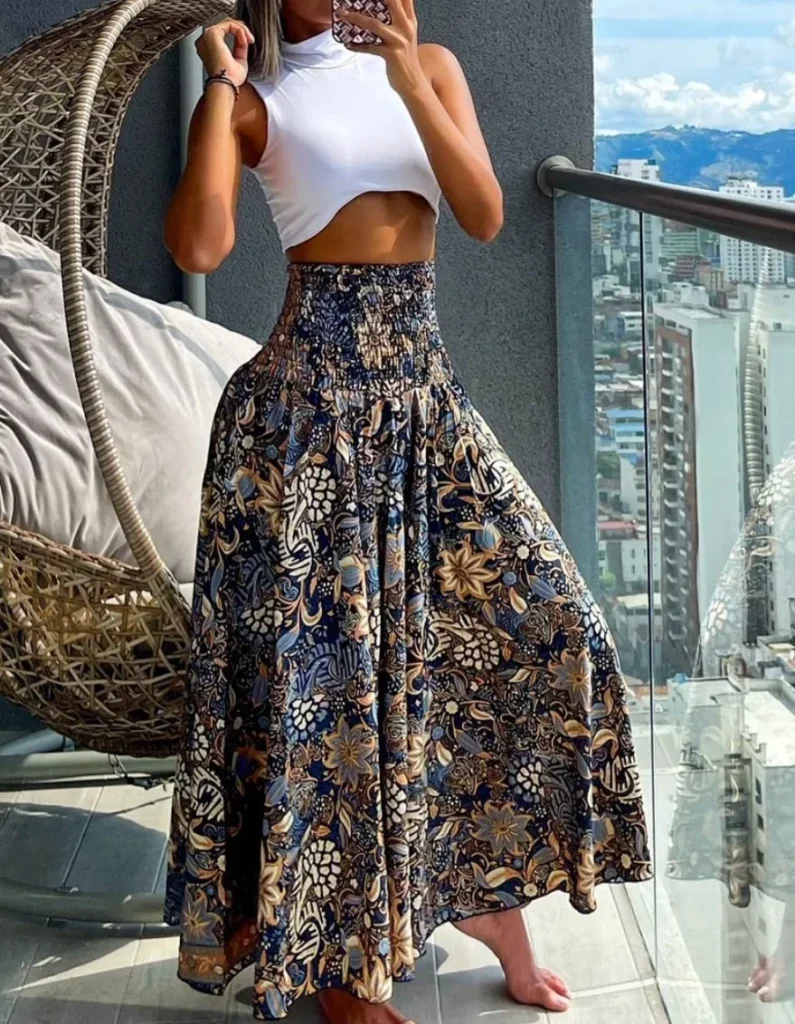 Saia Boho Cintura Alta 1