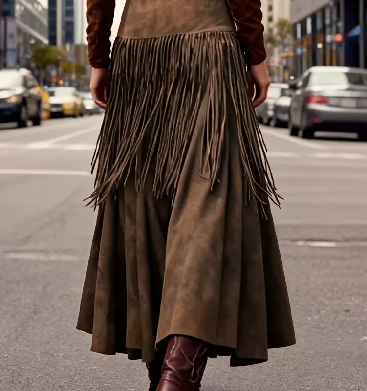 Saia Boho Franjas Selvagem (2)